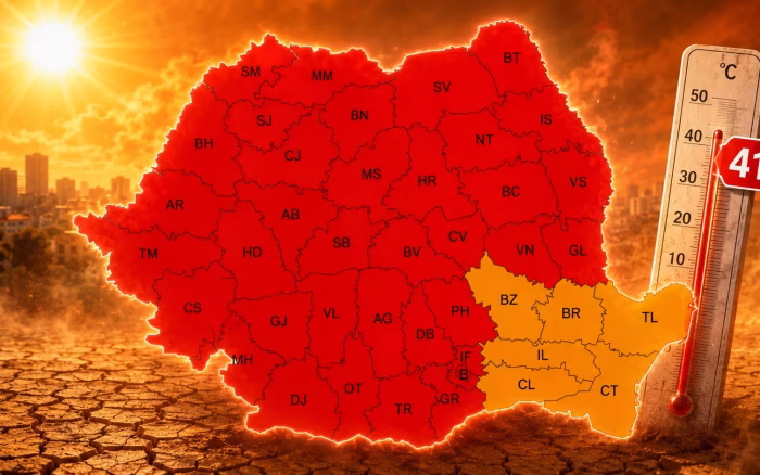 Cod roșu de caniculă în aproape toată țara. Temperaturile pot ajunge la 41 de grade