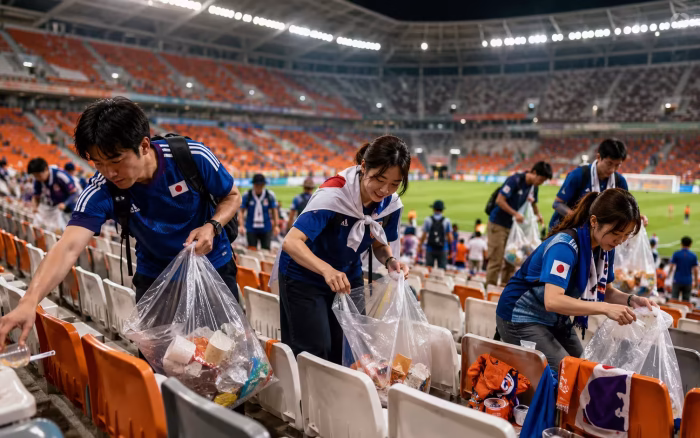 Fanii japonezi au curățat stadionul după meciul cu Olanda