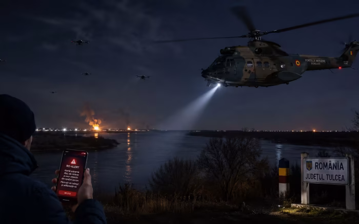 Noi atacuri cu drone la graniță. RO-Alert emis în Tulcea, elicopter militar trimis pentru monitorizare
