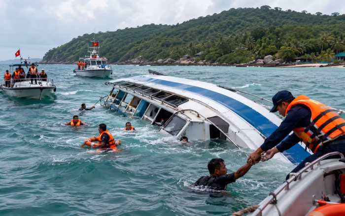 Barcă răsturnată în Vietnam: 15 turiști morți