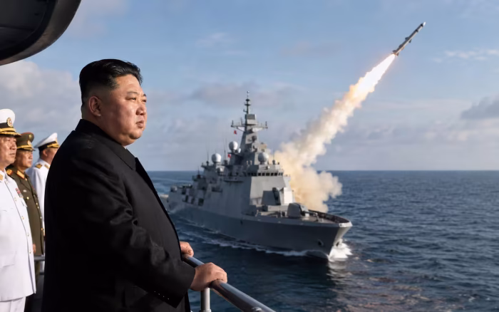 Kim Jong Un a supervizat lansarea unei rachete de croazieră de pe distrugătorul Kang Kon