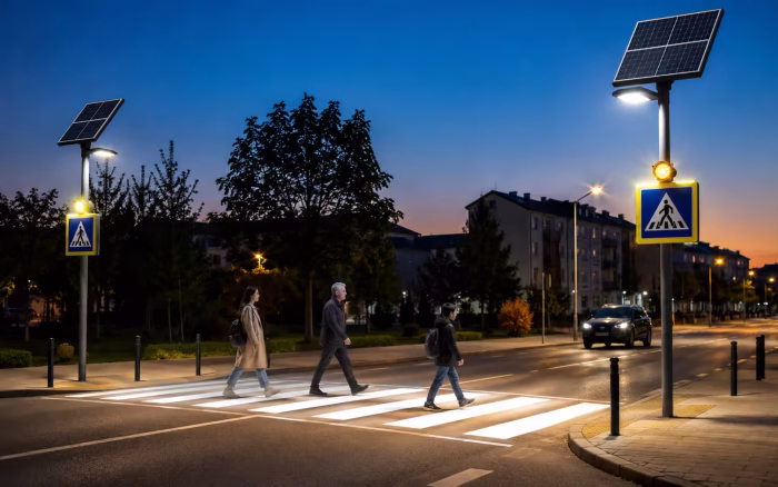 Peste 2.200 de stâlpi solari vor ilumina trecerile de pietoni