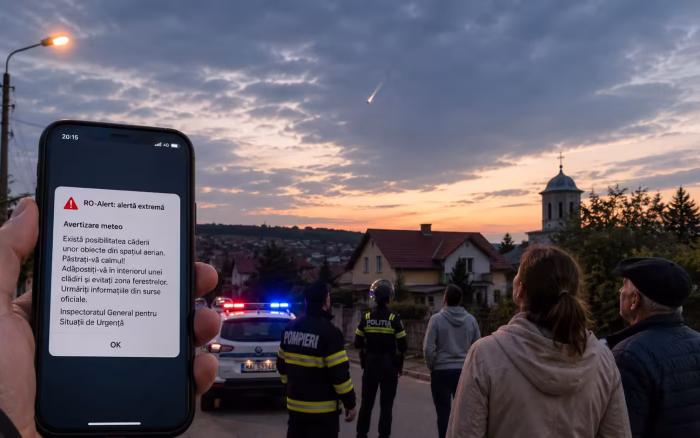 RO-Alert în Tulcea: risc de cădere a unor obiecte din spațiul aerian, în nordul județului