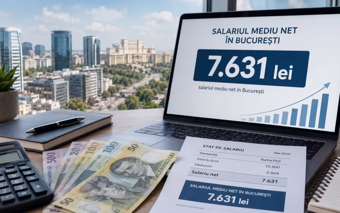 Salariul mediu net din București: 7.631 de lei