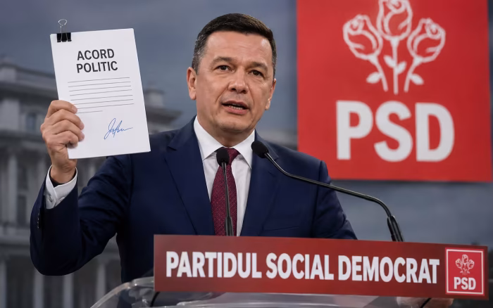 Sorin Grindeanu: „Acum semnez acordul politic. Să vină Bolojan să-l semneze și el”