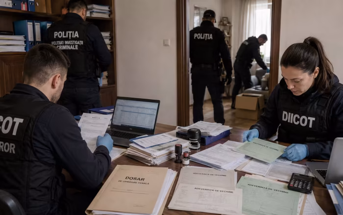 DIICOT, 30 de percheziții într-un dosar de vechime fictivă pentru pensii