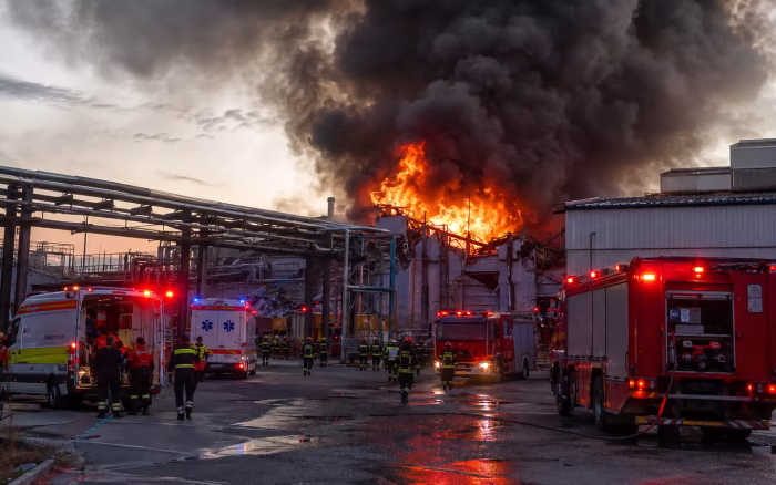 Explozie urmată de incendiu la o fabrică din Brașov. Planul Roșu a fost activat