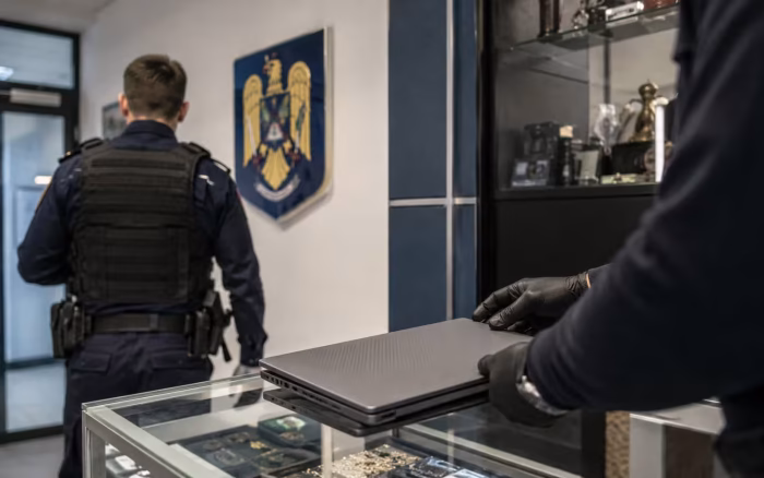 Polițistul și-a amanetat laptopul de serviciu